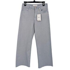 Vervet High Rise Wide Leg Denim Jeans Minimalist Raw Hem Cropped Stretch Size 28